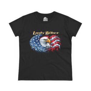 Lady Biker Eagle Tee — Women’s Patriotic Motorcycle T-Shirt