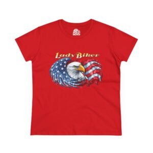 Reds Lady Biker Eagle Tee — Women’s Patriotic Motorcycle T-Shirt