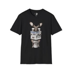 Moose Reading Newspaper Funny Graphic T-Shirt